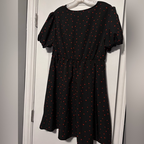 Black Red Heart Mini Dress Cottagecore Valentine Coquette 0XL - Picture 5 of 5
